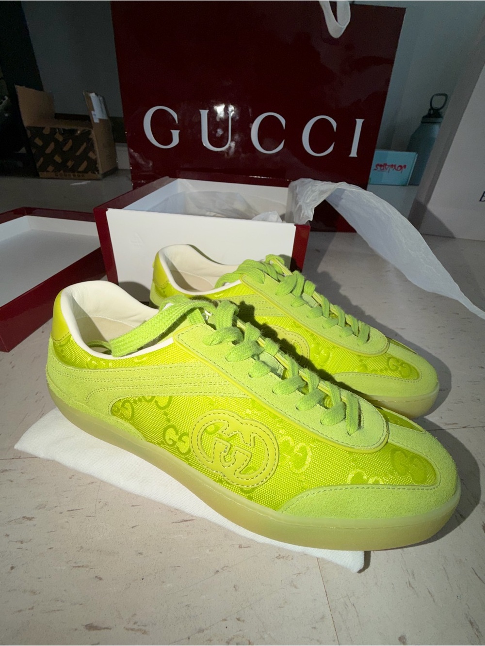 Gucci Women’s Neon Yellow Low-Top Sneakers